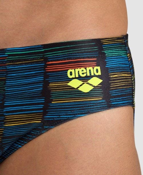 Slip Uomo Arena Slow Motion Brief Nere Colorate | 34157JGLY