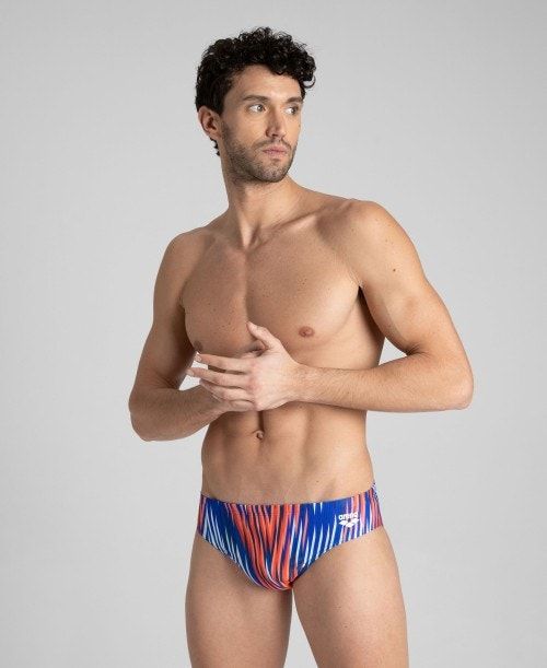 Slip Uomo Arena Speed Stripes Brief Blu Marino Colorate Rosse | 95218YQGE