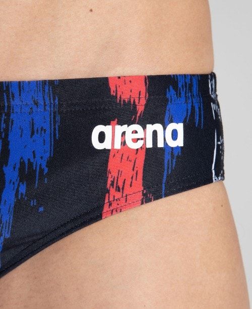 Slip Uomo Arena Team Painted Stripes Brief Nere Colorate Bianche | 07321GUWN