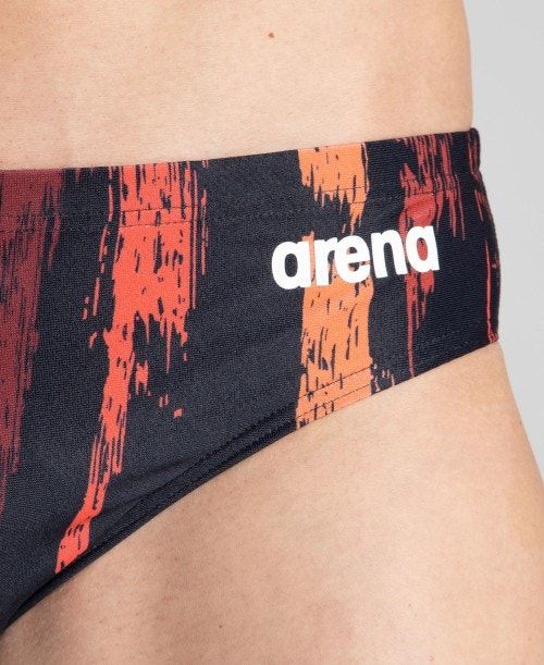 Slip Uomo Arena Team Painted Stripes Brief Nere Colorate Rosse | 86934USWG