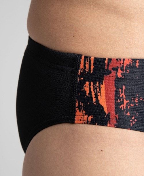 Slip Uomo Arena Team Painted Stripes Brief Nere Colorate Rosse | 86934USWG