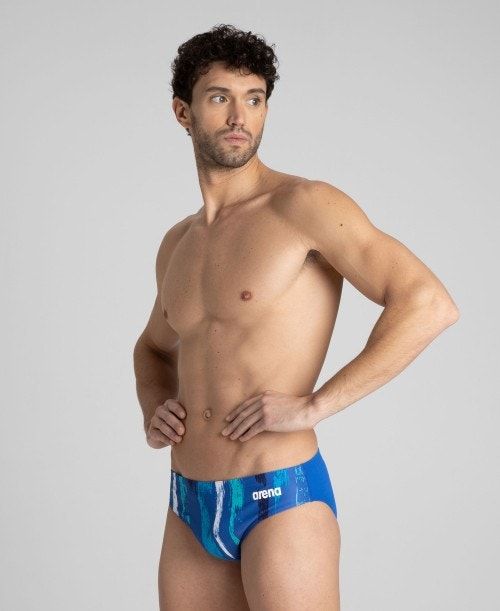 Slip Uomo Arena Team Painted Stripes Brief Blu Reale Colorate Blu Reale | 67014RYBI