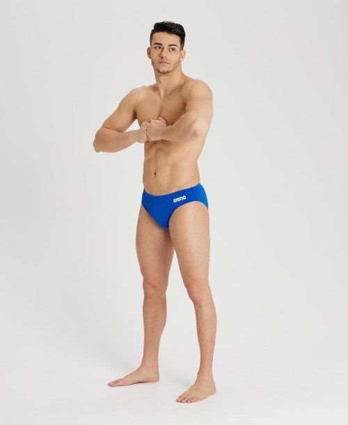 Slip Uomo Arena Team Solid Brief Blu Reale Bianche | 84265SWMF