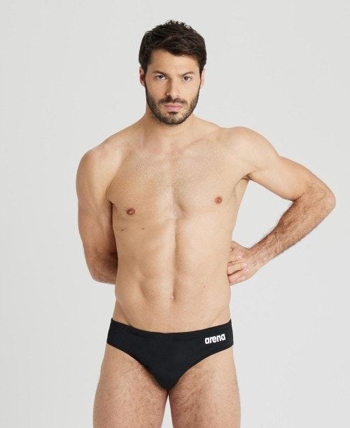 Slip Uomo Arena Team Solid Brief Nere Bianche | 57481FTDY