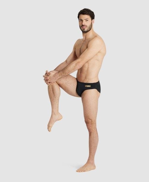 Slip Uomo Arena Team Solid Brief Nere Oro | 50982NHXD