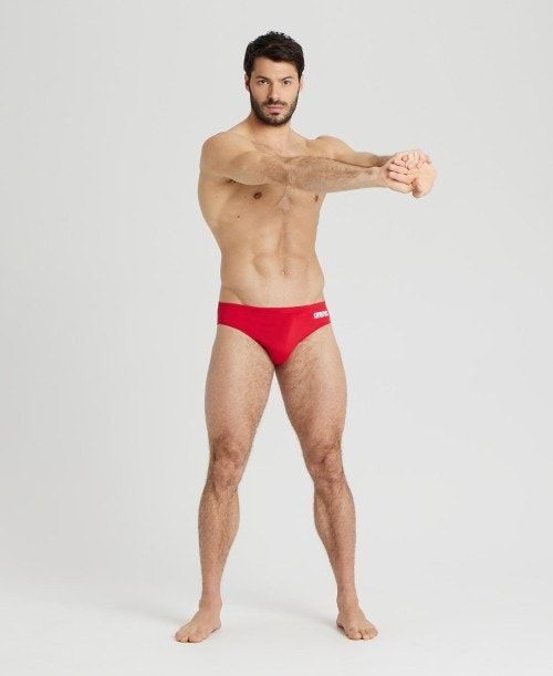 Slip Uomo Arena Team Solid Brief Rosse Bianche | 02587LWSM