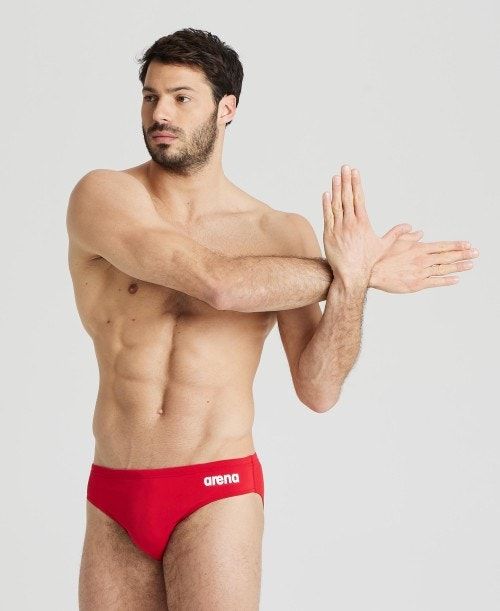 Slip Uomo Arena Team Solid Brief Rosse Bianche | 02587LWSM