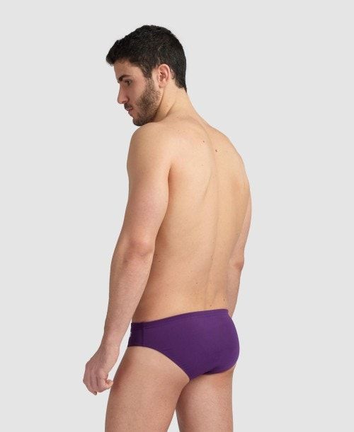 Slip Uomo Arena Team Solid Brief Viola Bianche | 10865QBRZ