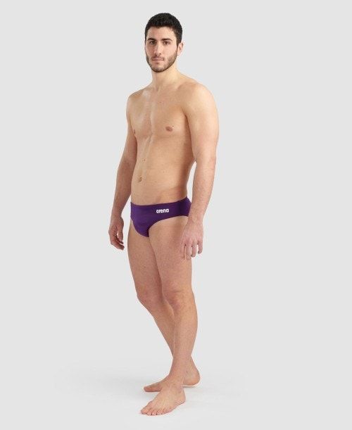 Slip Uomo Arena Team Solid Brief Viola Bianche | 10865QBRZ