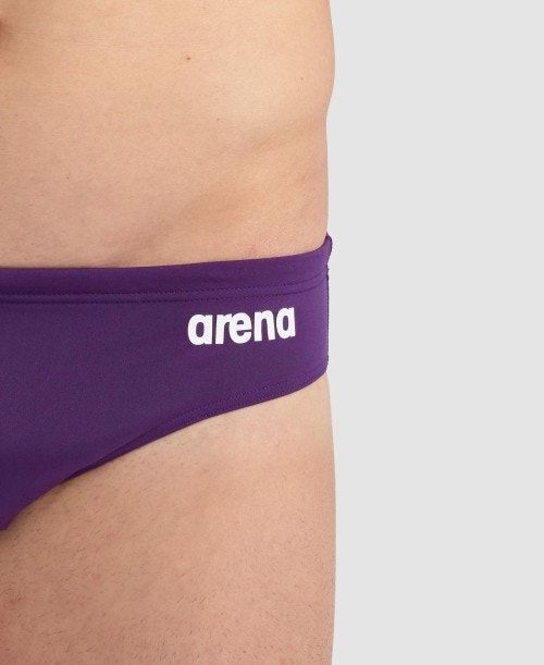 Slip Uomo Arena Team Solid Brief Viola Bianche | 10865QBRZ