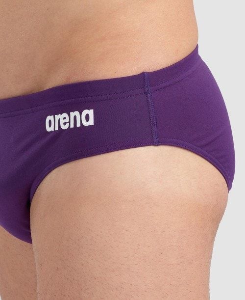 Slip Uomo Arena Team Solid Brief Viola Bianche | 10865QBRZ