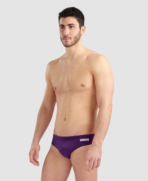 Slip Uomo Arena Team Solid Brief Viola Bianche | 10865QBRZ