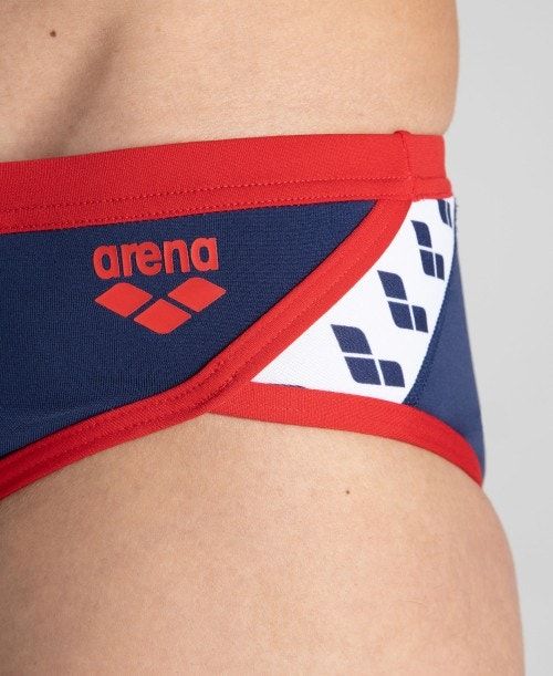 Slip Uomo Arena Team Stripe Brief Blu Marino Rosse | 42510WZBF