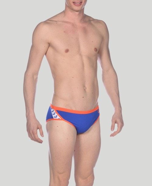 Slip Uomo Arena Team Stripe Brief Blu Rosa | 83620QVRZ