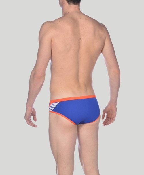 Slip Uomo Arena Team Stripe Brief Blu Rosa | 83620QVRZ