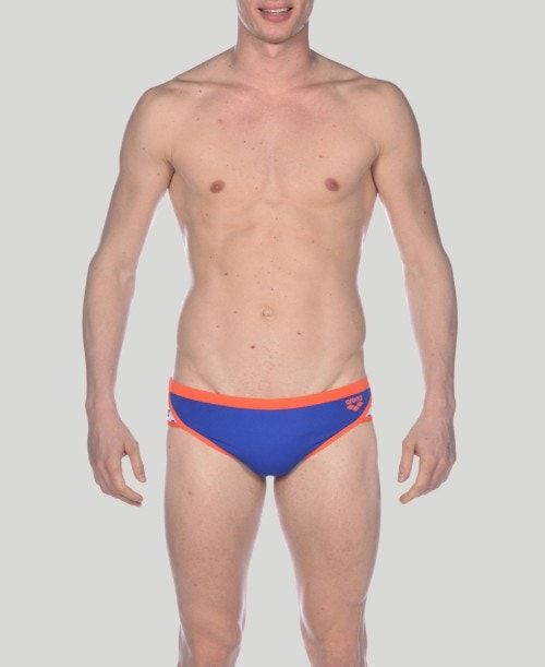 Slip Uomo Arena Team Stripe Brief Blu Rosa | 83620QVRZ