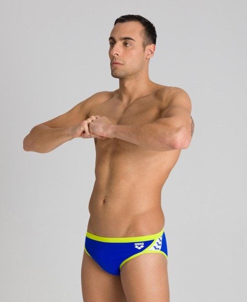 Slip Uomo Arena Team Stripe Brief Blu Verdi | 73042RWMP