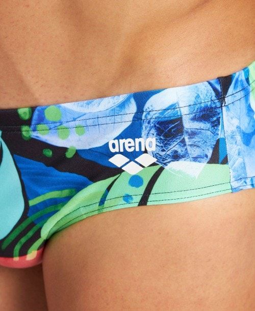 Slip Uomo Arena Tropics Brief Nere Nere Colorate | 08924XVNO