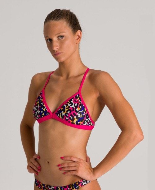 Top Donna Arena Cheeta Heat Tie Back Top Rosa Colorate | 73091XMGK