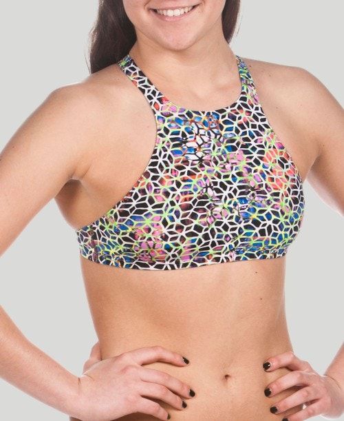 Top Donna Arena Crop Think Top Nere Colorate Gialle | 24195QWXK