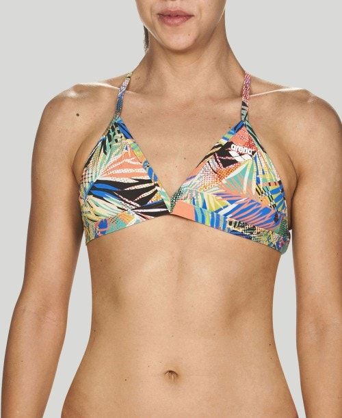 Top Donna Arena Floral Allover Tie Back Top Nere Colorate | 36829QYLC