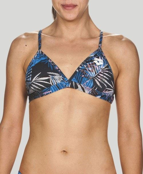 Top Donna Arena Floral Allover Tie Back Top Blu Marino Colorate | 65708JUCM