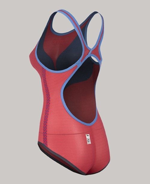 Top Donna Arena Powerskin Carbon Duo Top - Open Back Blu Marino Rosse Bianche | 21476JELG