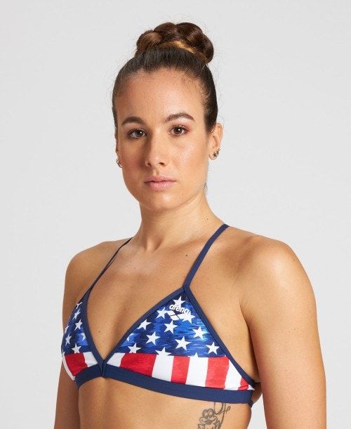 Top Donna Arena Stars And Stripes Tie Back Top Blu Marino Colorate | 04182NFIK