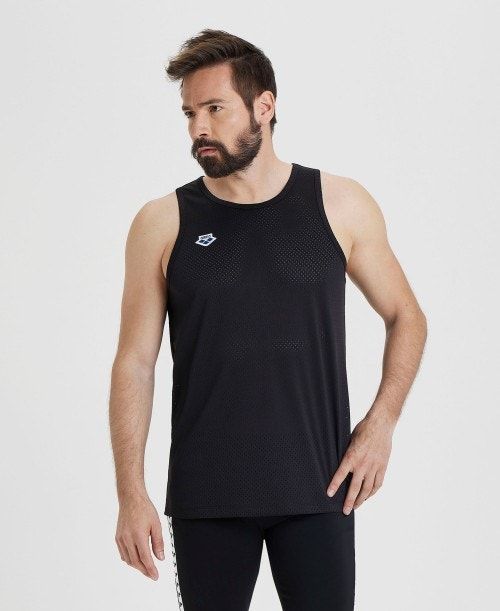 Top Uomo Arena Icons Mesh Tank Top Nere Nere | 70316IHAL