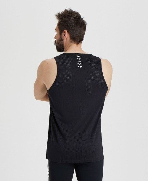 Top Uomo Arena Icons Mesh Tank Top Nere Nere | 70316IHAL