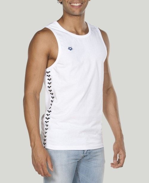 Top Uomo Arena Team Tank Top Bianche Bianche Nere | 08461OABT