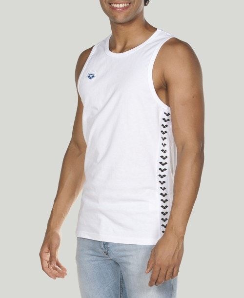 Top Uomo Arena Team Tank Top Bianche Bianche Nere | 08461OABT